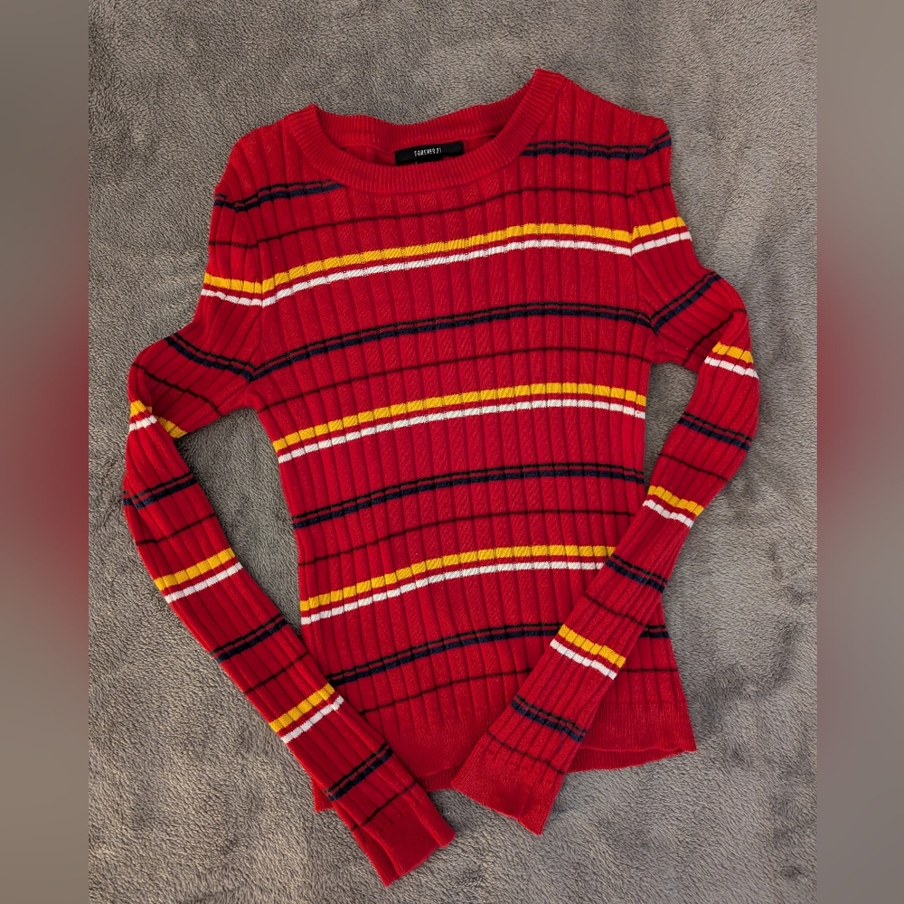 Forever 21 Red Striped Sweater M